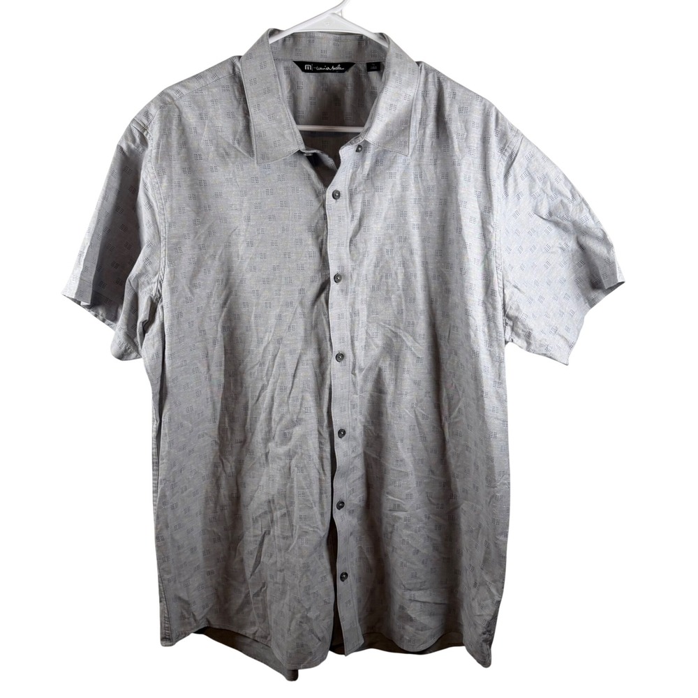 TravisMathew Mens XL Gray Short Sleeve Button Down Shirt 1MY463 Golf Casual